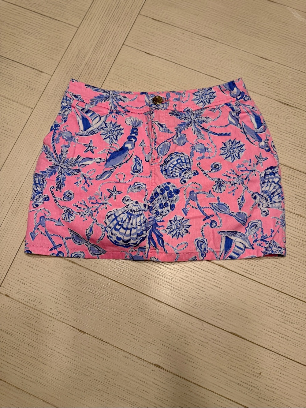 Lilly Pulitzer 00 | Colette skort - Rousseau pink barefoot beachcombers | EEUC